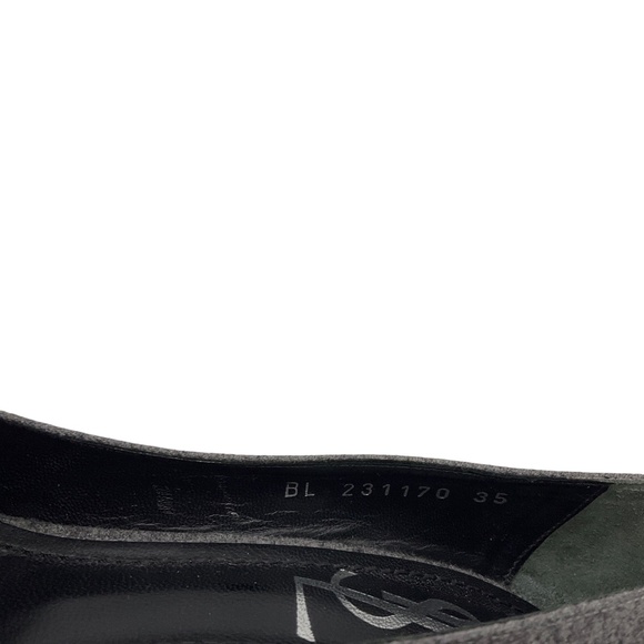 YVES SAINT LAURENT GREY WOOL PLATFORM PUMP - Picture 9 of 9